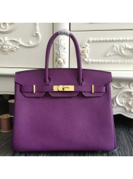 Hermes Birkin 30cm 35cm Bag In Purple Clemence Leather HT00097