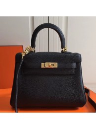 Hermes Black Clemence Kelly 20cm GHW Bag HT01122