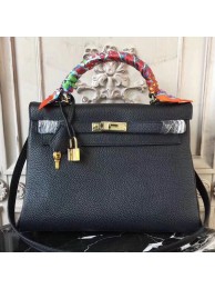 Hermes Black Clemence Kelly 28cm Bag HT00295