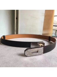 Hermes Black Epsom Kelly Belt With Palladium Hardware HT00934