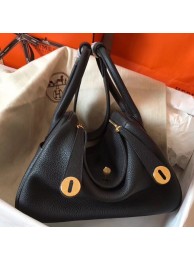 Hermes Black Lindy 26cm Clemence Handmade Bag HT00778