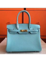 Hermes Blue Atoll Epsom Birkin 30cm Handmade Bag HT01086