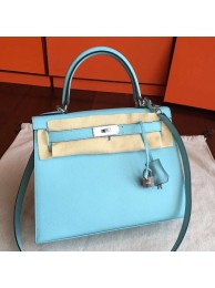 Hermes Blue Atoll Epsom Kelly Sellier 28cm Handmade Bag HT00287