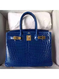 Hermes Blue Electric Birkin 30cm Crocodile Niloticus Shiny Bag HT00664