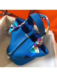 Hermes Blue Hydra Picotin Lock MM 22cm Handmade Bag HT01214