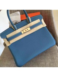 Hermes Blue Jean Clemence Birkin 30cm Handmade Bag HT00274