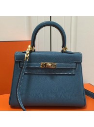 Hermes Blue Jean Clemence Kelly 20cm GHW Bag HT00374