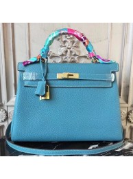 Hermes Blue Jean Clemence Kelly 32cm Retourne Bag HT01066