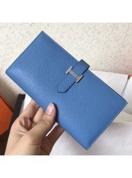 Hermes Blue Jean Epsom Bearn Gusset Wallet HT01095