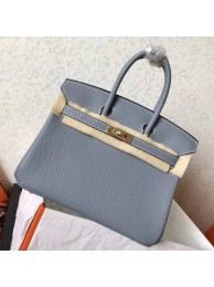 Hermes Blue Lin Clemence Birkin 25cm Handmade Bag HT00391