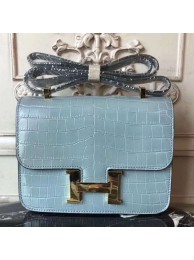 Hermes Blue Lin Constance MM 24cm Crocodile Bag HT00001