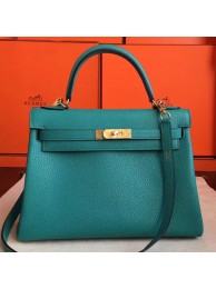 Hermes Blue Paon Clemence Kelly Retourne 32cm Handmade Bag HT00477