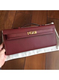 Hermes Bordeaux Epsom Kelly Cut Clutch Handmade Bag HT00061