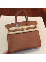 Hermes Brown Clemence Birkin 25cm Handmade Bag HT00877