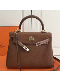 Hermes Brown Clemence Kelly 25cm GHW Bag HT01114