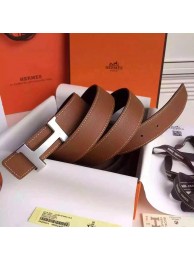 Hermes Brown Clemence Kits Belt H Brushed Buckle HT00676