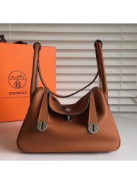 Hermes Brown Clemence Lindy 34cm Bag HT00874