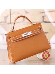 Hermes Brown Epsom Kelly Mini II 20cm Handmade Bag HT00137