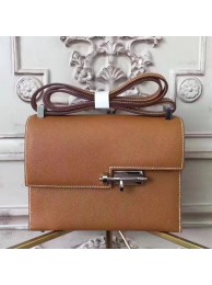 Hermes Brown Epsom Verrou Shoulder Handmade Bag HT00825