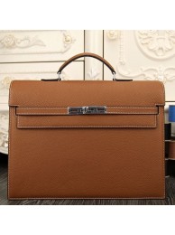 Hermes Brown Kelly Depeche 38cm Briefcase Bag HT00202