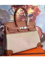 Hermes Canvas Birkin 30cm Bag With Brown Leather HT00119