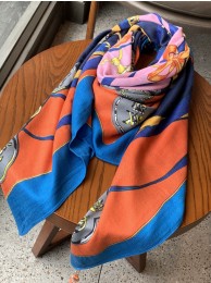 Hermes Casaque Stole In Beige And Orange Cashmere HT00765