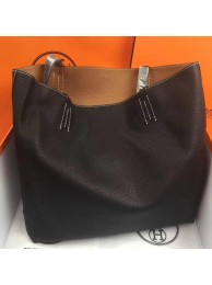 Hermes Double Sens 45cm Tote In Black/Brown Leather HT01007