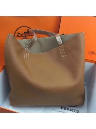 Hermes Double Sens 45cm Tote In Brown/Etoupe Leather HT00154