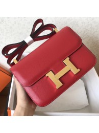 Hermes Epsom Constance 24cm Red Handmade Bag HT00682