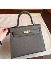 Hermes Etoupe Epsom Kelly 25cm Sellier Handmade Bag HT00869