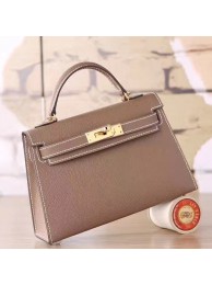 Hermes Etoupe Epsom Kelly Mini II 20cm Handmade Bag HT00559