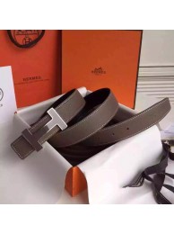 Hermes Grey Clemence Kits Belt 32mm Quizz H Buckle HT00282