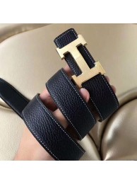 Hermes H Belt Buckle &amp; Black Clemence 32 MM Strap HT00269