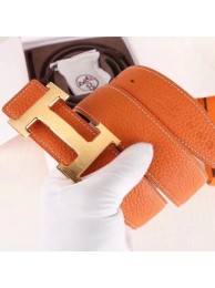 Hermes H Belt Buckle &amp; Orange 32mm Clemence Strap HT00394