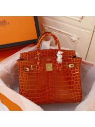Hermes Birkin 30cm Bag In Orange Cowhide Material  HT00396