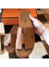 Hermes Izmir Sandals In Brown Epsom Leather HT00630