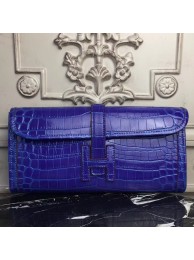 Hermes Jige Elan 29 Clutch In Blue Electric Crocodile Leather HT00143