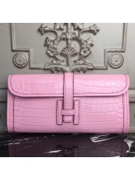 Hermes Jige Elan 29 Clutch In Pink Crocodile Leather HT00494