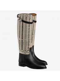 Hermes Jumping Boots In De Camp Dechainee Toile HT01342