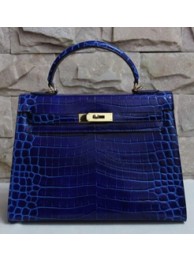 Hermes Kelly 32cm Bag In Blue Electric Crocodile Leather HT00918