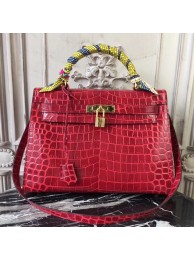 Hermes Kelly 32cm Bag In Dark Red Crocodile Leather HT00299