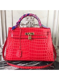 Hermes Kelly 32cm Bag In Red Crocodile Leather HT00827