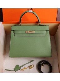 Hermes Kelly Ghillies 28cm In Green Swift Leather HT00375
