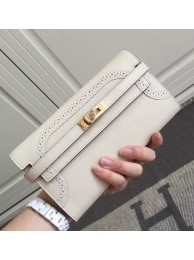 Hermes Kelly Ghillies Wallet In Ivory Swift Leather HT01009