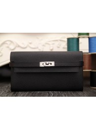 Hermes Kelly Longue Wallet In Black Epsom Leather HT01226