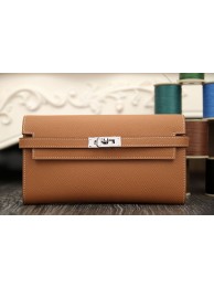 Hermes Kelly Longue Wallet In Brown Epsom Leather HT00535