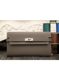 Hermes Kelly Longue Wallet In Etoupe Epsom Leather HT00471