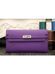 Hermes Kelly Longue Wallet In Purple Epsom Leather HT00873