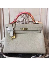 Hermes Light Grey Clemence Kelly 32cm Retourne Bag HT00186