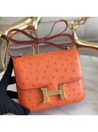 Hermes Mini Constance 18cm Orange Ostrich Leather HT00294